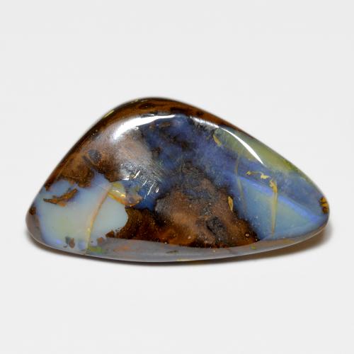 30.28캐럿 천연 멀티컬러 볼더 오팔, 멋진 모양, 31.5×17.2 mm, 불투명체