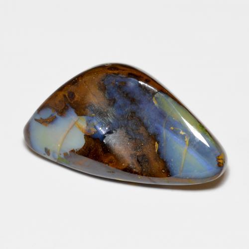 30.28캐럿 천연 멀티컬러 볼더 오팔, 멋진 모양, 31.5×17.2 mm, 불투명체