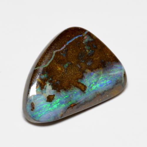10.00캐럿 천연 멀티컬러 볼더 오팔, 멋진 모양, 19.2×13.8 mm, 불투명체