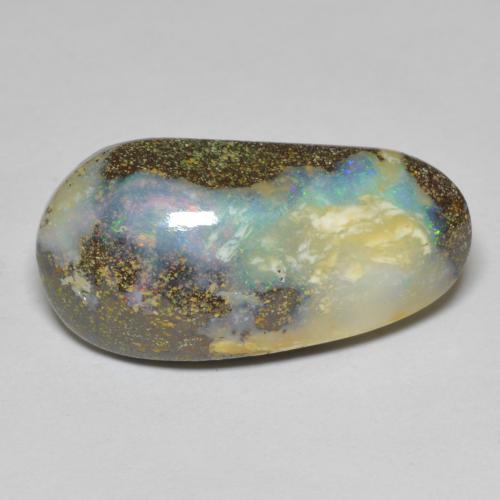 16.91캐럿 천연 멀티컬러 볼더 오팔, 멋진 모양, 26.5×13.1 mm, 불투명체