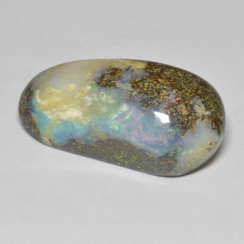 16.91캐럿 천연 멀티컬러 볼더 오팔, 멋진 모양, 26.5×13.1 mm, 불투명체