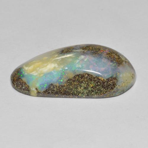 16.91캐럿 천연 멀티컬러 볼더 오팔, 멋진 모양, 26.5×13.1 mm, 불투명체