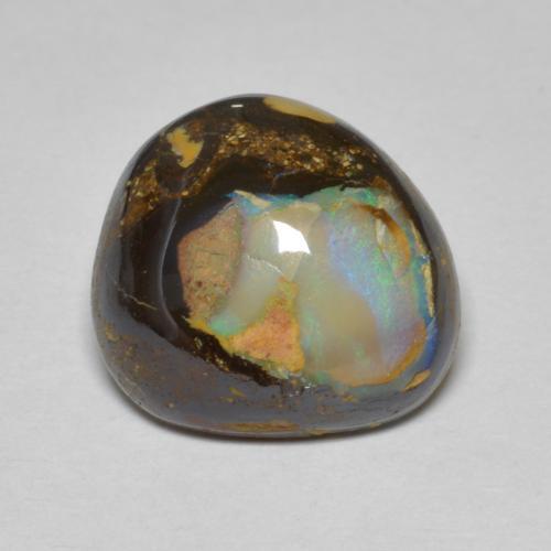 8.07캐럿 천연 멀티컬러 볼더 오팔, 멋진 모양, 14×13 mm, 불투명체