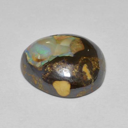 8.07캐럿 천연 멀티컬러 볼더 오팔, 멋진 모양, 14×13 mm, 불투명체