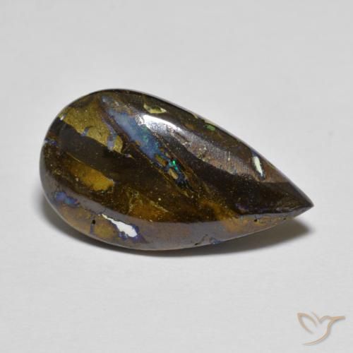 8.30ct 자연스러운 다색 볼더 오팔, 배 모양, 불투명체