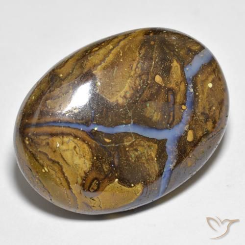 28.09캐럿 천연 다색 볼더 오팔, 타원형 컷, 불투명체