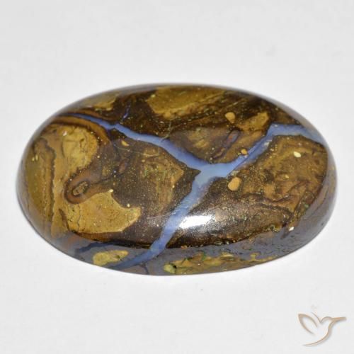 28.09캐럿 천연 다색 볼더 오팔, 타원형 컷, 불투명체