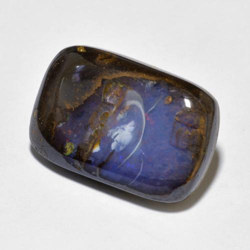 10.20캐럿 천연 멀티컬러 볼더 오팔, 쿠션 컷, 17.9×11.8 mm, 불투명체