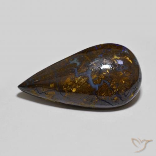 18.19ct 자연스러운 다색 볼더 오팔, 배 모양, 불투명체
