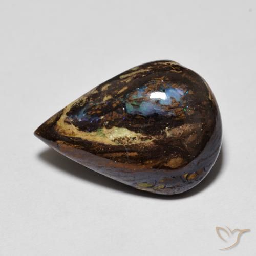 7.48ct 자연스러운 다색 볼더 오팔, 배 모양, 불투명체