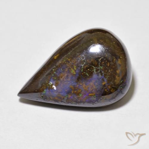 9.46ct 자연스러운 다색 볼더 오팔, 배 모양, 불투명체