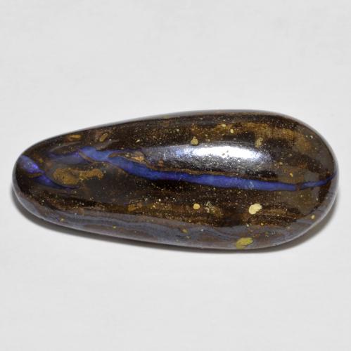 12.06캐럿 천연 멀티컬러 볼더 오팔, 멋진 모양, 26.3×11.3 mm, 불투명체