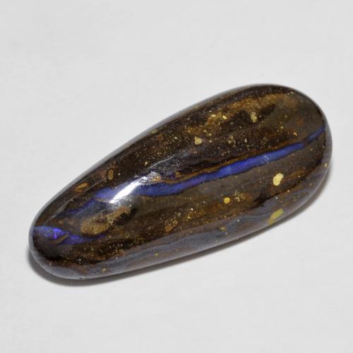 12.06캐럿 천연 멀티컬러 볼더 오팔, 멋진 모양, 26.3×11.3 mm, 불투명체