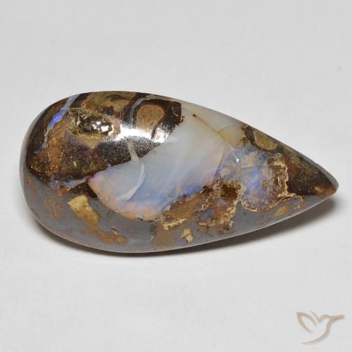 13.28ct 자연스러운 다색 볼더 오팔, 배 모양, 불투명체