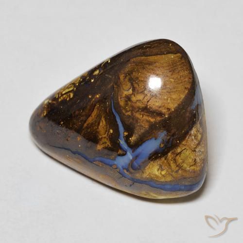 17.24캐럿 천연 멀티컬러 볼더 오팔, 트릴리언, 21.2×17.4 mm, 불투명체