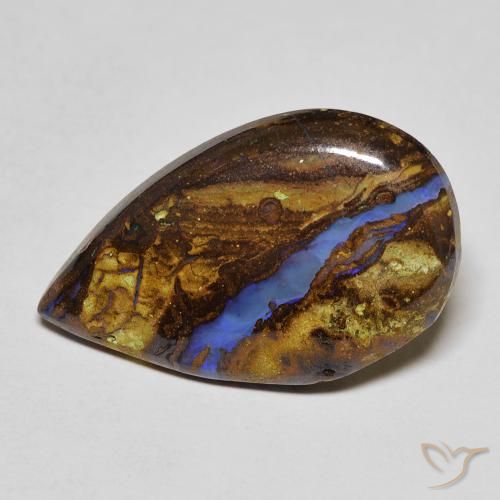 8.11캐럿 천연 멀티컬러 볼더 오팔, 배 모양, 22.1×13.8 mm, 불투명체