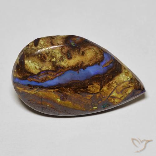 8.11캐럿 천연 멀티컬러 볼더 오팔, 배 모양, 22.1×13.8 mm, 불투명체