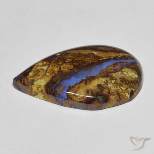 8.11캐럿 천연 멀티컬러 볼더 오팔, 배 모양, 22.1×13.8 mm, 불투명체