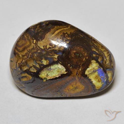 21.59캐럿 천연 멀티컬러 볼더 오팔, 멋진 모양, 24.1×18.3 mm, 불투명체