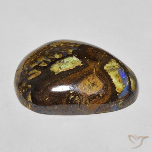 21.59캐럿 천연 멀티컬러 볼더 오팔, 멋진 모양, 24.1×18.3 mm, 불투명체