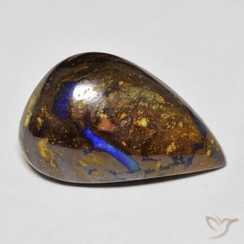 20.30캐럿 천연 멀티컬러 볼더 오팔, 멋진 모양, 25.5×16 mm, 불투명체