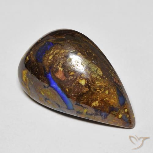 20.30캐럿 천연 멀티컬러 볼더 오팔, 멋진 모양, 25.5×16 mm, 불투명체