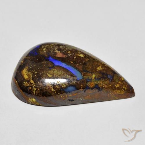 20.30캐럿 천연 멀티컬러 볼더 오팔, 멋진 모양, 25.5×16 mm, 불투명체