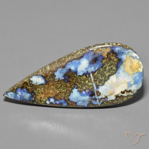 15.73ct 자연스러운 다색 볼더 오팔, 배 모양, 불투명체
