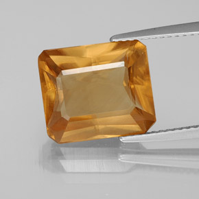 6.16캐럿 천연 오렌지 칼사이트, 에메랄드 컷, 12.5×10.7 mm, VS