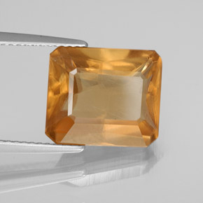 6.16캐럿 천연 오렌지 칼사이트, 에메랄드 컷, 12.5×10.7 mm, VS