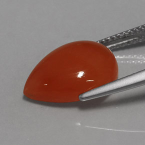 5.40캐럿 천연 레드 오렌지 카넬리안, 투명한, 14.1×10.2 mm, 투명/반투명