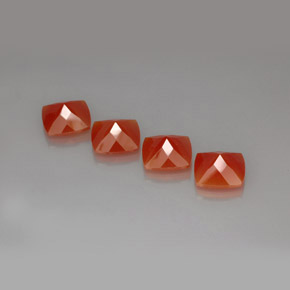 캐럿 천연 레드 오렌지 카넬리안 보석, 쿠션 컷, 10×10 mm, 투명한