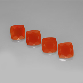 캐럿 천연 레드 오렌지 카넬리안 보석, 쿠션 컷, 10.1×10.1 mm, 투명한