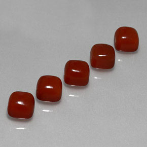 캐럿 천연 붉은빛 브라운 카넬리안 보석, 쿠션 컷, 6.1×6 mm, 투명한