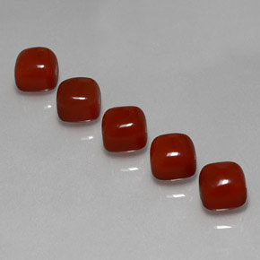 캐럿 천연 붉은빛 브라운 카넬리안 보석, 쿠션 컷, 6.1×6 mm, 투명한