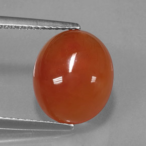 4.54캐럿 천연 오렌지 카넬리안, 투명한, 12.2×10.2 mm, 투명/반투명