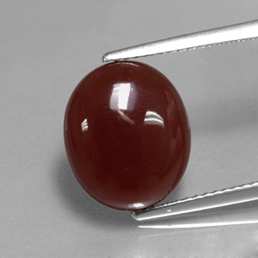 5.81캐럿 천연 붉은빛 브라운 카넬리안, 타원형 컷, 13.1×11.1 mm, 투명한