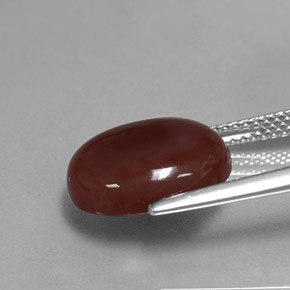 5.81캐럿 천연 붉은빛 브라운 카넬리안, 타원형 컷, 13.1×11.1 mm, 투명한