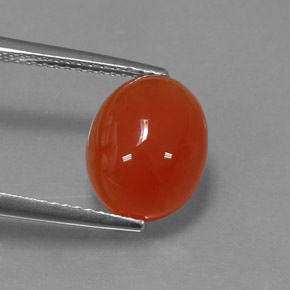 3.77캐럿 천연 레드 오렌지 카넬리안, 타원형 컷, 11.1×9.1 mm, 투명한