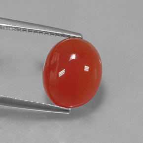 3.68캐럿 천연 레드 오렌지 카넬리안, 타원형 컷, 10.9×9.1 mm, 투명한