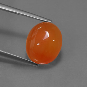 4.50캐럿 천연 오렌지 카넬리안, 타원형 컷, 12.2×10.2 mm, 투명한