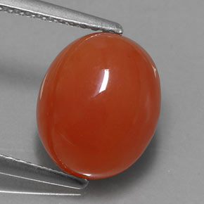 4.16캐럿 천연 레드 오렌지 카넬리안, 투명한, 11.1×9.2 mm, 투명/반투명
