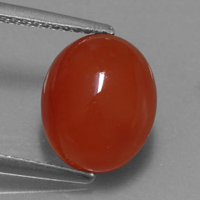 3.67캐럿 천연 레드 오렌지 카넬리안, 투명한, 11.1×9.1 mm, 투명/반투명