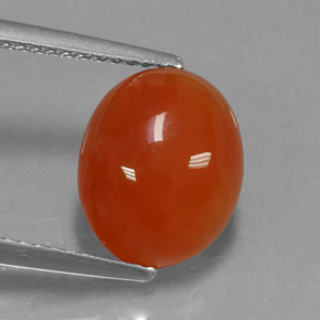 3.43캐럿 천연 레드 오렌지 카넬리안, 투명한, 11.3×9.3 mm, 투명/반투명
