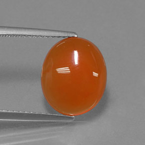 3.69캐럿 천연 오렌지 카넬리안, 타원형 컷, 12.3×10.2 mm, 투명한