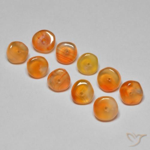 5.07캐럿 천연 살구 오렌지 카넬리안 보석, 멋진 모양, 5.3×5.3 mm, 투명한