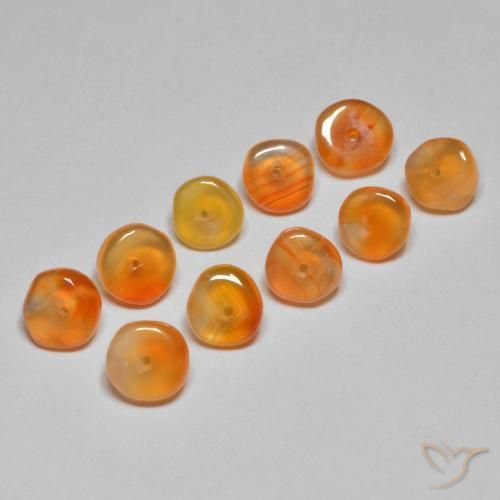5.07캐럿 천연 살구 오렌지 카넬리안 보석, 멋진 모양, 5.3×5.3 mm, 투명한