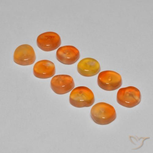 5.07캐럿 천연 살구 오렌지 카넬리안 보석, 멋진 모양, 5.3×5.3 mm, 투명한