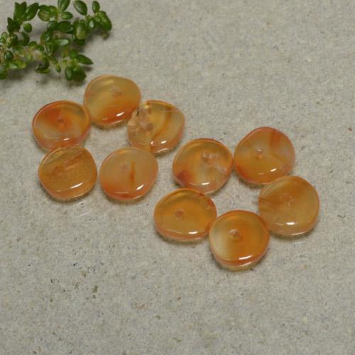 6.08캐럿 천연 살구 오렌지 카넬리안 보석, 멋진 모양, 6.4×6.1 mm, 투명한