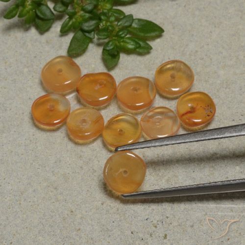 4.47캐럿 천연 오렌지-골드 카넬리안 보석, 멋진 모양, 5.7×5.6 mm, 투명한